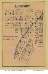 Lockport - Washington, Ohio 1865 Old Town Map Custom Print - Shelby Co.