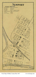 Newport - Cynthian, Ohio 1865 Old Town Map Custom Print - Shelby Co.