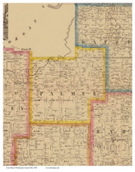 Palmer, Ohio 1858 Old Town Map Custom Print - Washington Co.