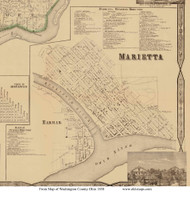 Marietta Village and Harmar - Marietta, Ohio 1858 Old Town Map Custom Print - Washington Co.
