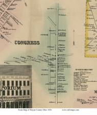 Congress Village - Congress, Ohio 1856 Old Town Map Custom Print - Wayne Co.