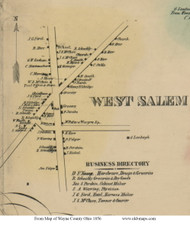 West Salem - Congress, Ohio 1856 Old Town Map Custom Print - Wayne Co.