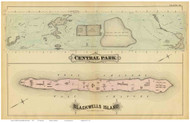 NY 1879 - Old Map of Central Park & Blackwells Island, Manhattan - Old Map Reprint NYC Small Areas