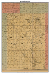 Willow Springs, Kansas 1887 Old Town Map Custom Print - Douglas Co.