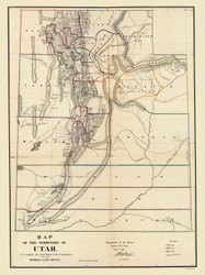 Utah 1866 General Land Office - Old State Map Reprint