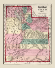 Utah 1873 Gray - Old State Map Reprint