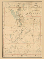 Utah 1900 US Post Office - Old State Map Reprint