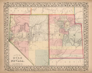Utah 1868 Gray - Old State Map Reprint