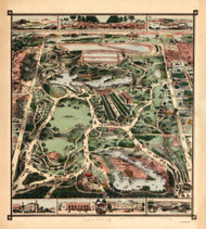 Central Park 1860 Bird's Eye View - Old Map Reprint
