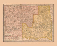 Oklahoma 1895 Rand McNally Western Parts Indian Territory - Old State Map Reprint