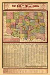 Oklahoma 1905 Daily Oklahoman (Map with Text) Indian Territory - Old State Map Reprint