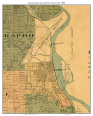 Fort Leavenworth  Leavenworth City, Kansas 1894 Old Town Map Custom Print - Leavenworth Co.