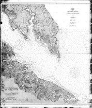 Potomac River 1 Chesapeake Bay to Piney Point 1908 - Old Map Nautical Chart AC Harbors 557 - Chesapeake Bay