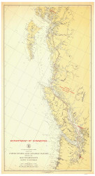 Seattle to Ketchikan 1923 Nautical Map Reprint 239 United States & Canadian Waters - Big Area