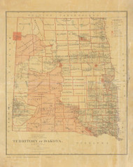 Dakota Territory 1879 General Land Office - Old State Map Reprint