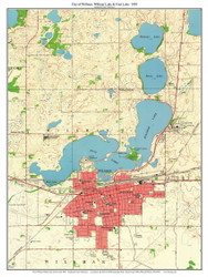 Willmar City Lake and Foot Lake 1958 - Custom USGS Old Topo Map - Minnesota - Willmar Area