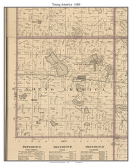Young America, Carver Co. Minnesota 1880 Old Town Map Custom Print - Carver Co.