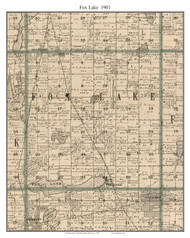 Fox Lake, Martin Co. Minnesota 1901 Old Town Map Custom Print - Martin Co.