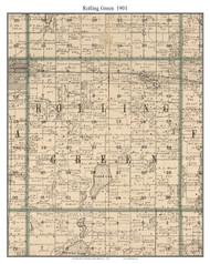 Rolling Green, Martin Co. Minnesota 1901 Old Town Map Custom Print - Martin Co.