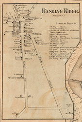 Basking Ridge Village - Somerset Co., New Jersey 1860 Old Town Map Custom Print - Somerset Co.