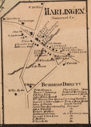 Harlingen Village - Somerset Co., New Jersey 1860 Old Town Map Custom Print - Somerset Co.