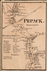 Pepack Village - Somerset Co., New Jersey 1860 Old Town Map Custom Print - Somerset Co.