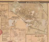Somerville Village - Somerset Co., New Jersey 1860 Old Town Map Custom Print - Somerset Co.