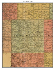 Twin Brooks, South Dakota 1899 Old Town Map Custom Print - Grant Co.