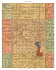Lake, South Dakota 1900 Old Town Map Custom Print - Clark Co.
