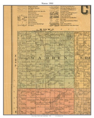 Warren, South Dakota 1900 Old Town Map Custom Print - Clark Co.
