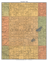 Woodland, South Dakota 1900 Old Town Map Custom Print - Clark Co.