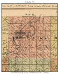 Smoky Hill, Kansas 1898 Old Town Map Custom Print - McPherson Co