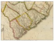 Southern South Carolina 1822 - Roads Local placenames Old Map Custom Reprint SC State