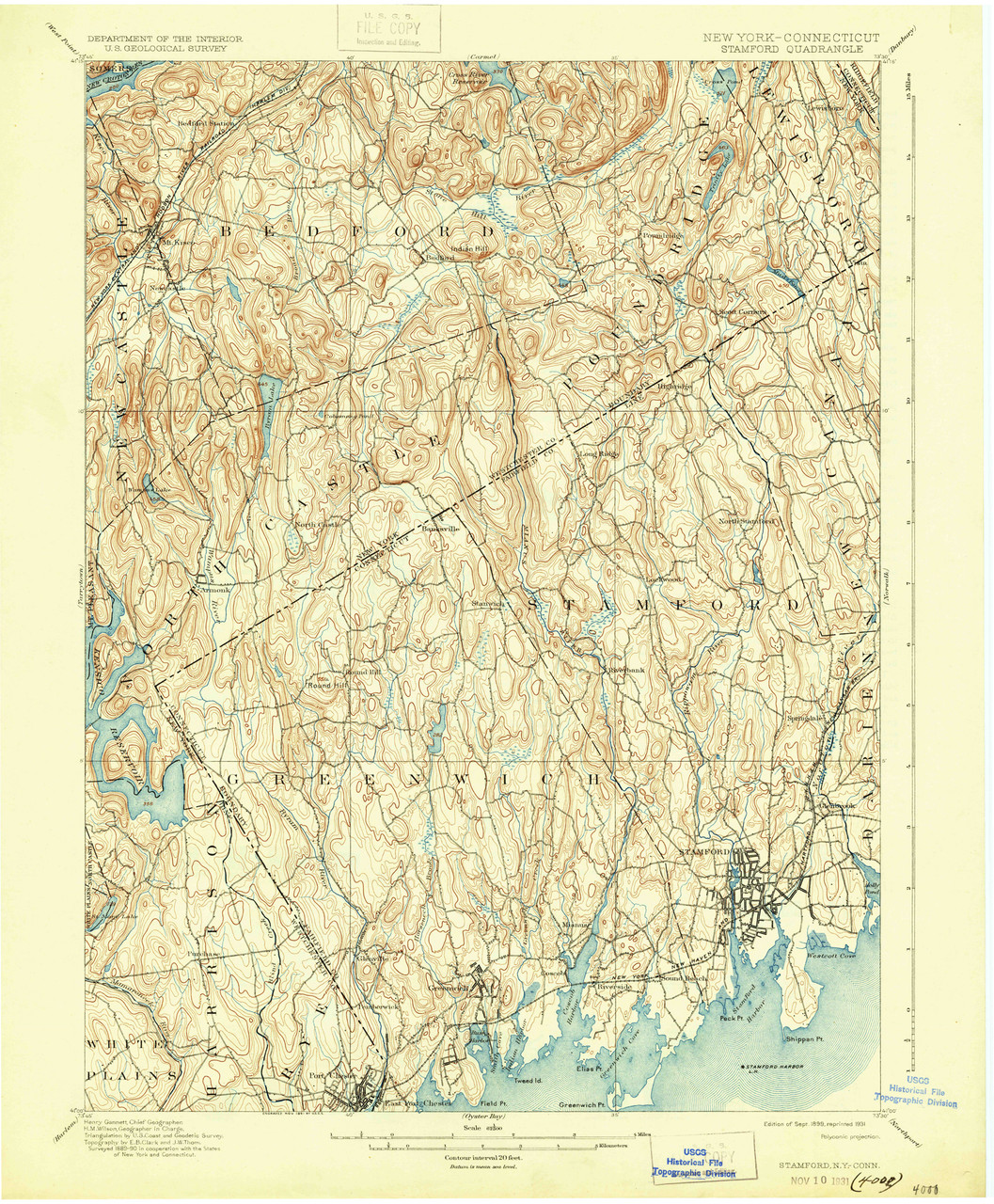 Stamford New York Connecticut 1899 1931 Usgs Old Topo Map 15x15 Quad Old Maps 7826