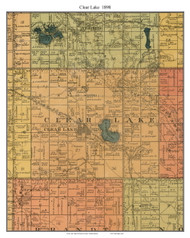 Clear Lake, South Dakota 1898 Old Town Map Custom Print - Deuel Co.