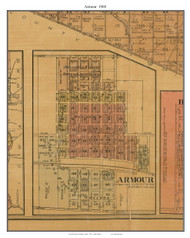 Armour, South Dakota 1900 Old Town Map Custom Print - Douglas Co.