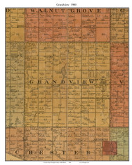 Grandview, South Dakota 1900 Old Town Map Custom Print - Douglas Co.