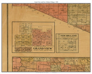 Grandview and NewHolland, South Dakota 1900 Old Town Map Custom Print - Douglas Co.