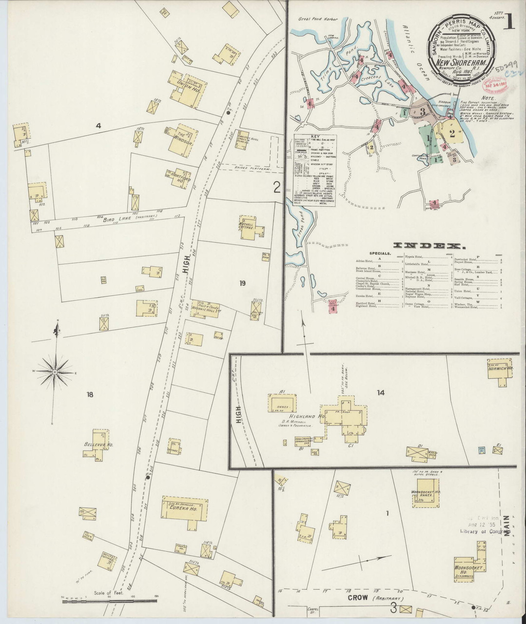 New Shoreham, Rhode Island 1897 Old Map Rhode Island Fire Insurance