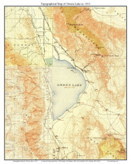 Owens Lake ca. 1913 - Custom USGS Old Topo Map - California