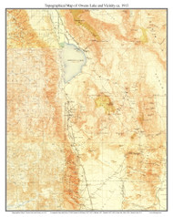 Owens Lake and Vicinity ca. 1913 - Custom USGS Old Topo Map - California