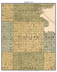Highland, South Dakota 1900 Old Town Map Custom Print - Lincoln Co.