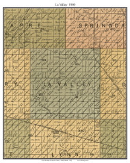 La Valley, South Dakota 1900 Old Town Map Custom Print - Lincoln Co.