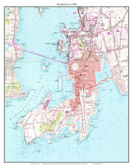 Newport 1984 - Custom USGS Old Topo Map - Rhode Island