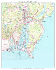 Point Judith and Wakefield 1988 - Custom USGS Old Topo Map - Rhode Island