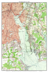 Providence River 1955 - Custom USGS Old Topo Map - Rhode Island