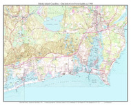 Rhode Island Coastline - Charlestown to Point Judith 1988 - Custom USGS Old Topo Map - Rhode Island