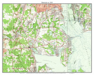 Warwick 1955 - Custom USGS Old Topo Map - Rhode Island