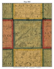 Hope, Michigan 1860 Old Town Map Custom Print - Eaton and Barry Co.