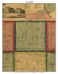 Irving, Michigan 1860 Old Town Map Custom Print - Eaton and Barry Co.